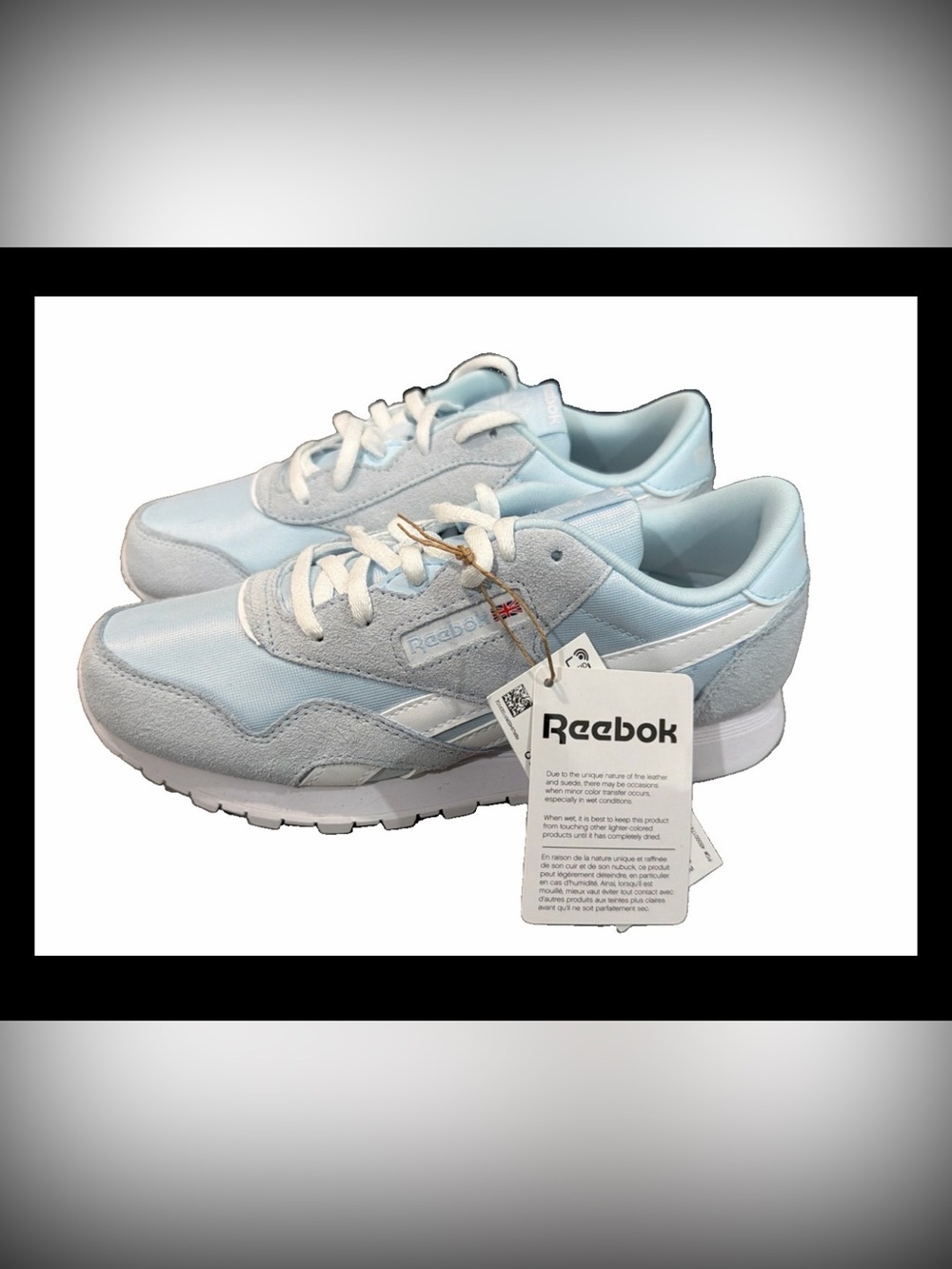 Reebok Classic Nylon Big Kid Size 5 Blue White Athletic Running Sneakers NWT